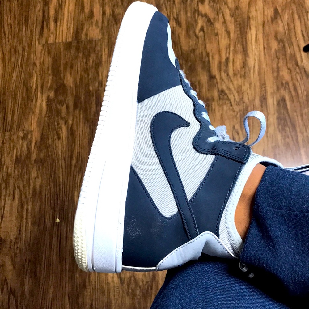 Blue and gray Air Force ones